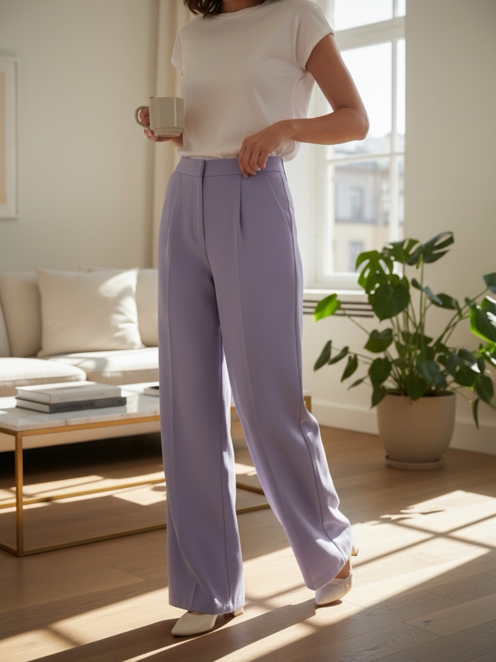 Women's Lavender Wide-Leg Dress Pants